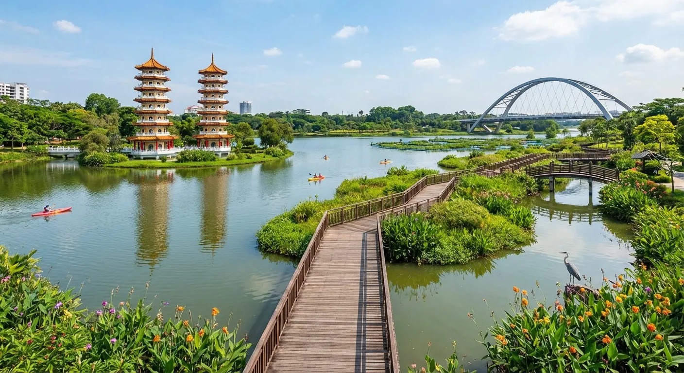 Jurong Lake Gardens — Chinese Garden twin pagodas